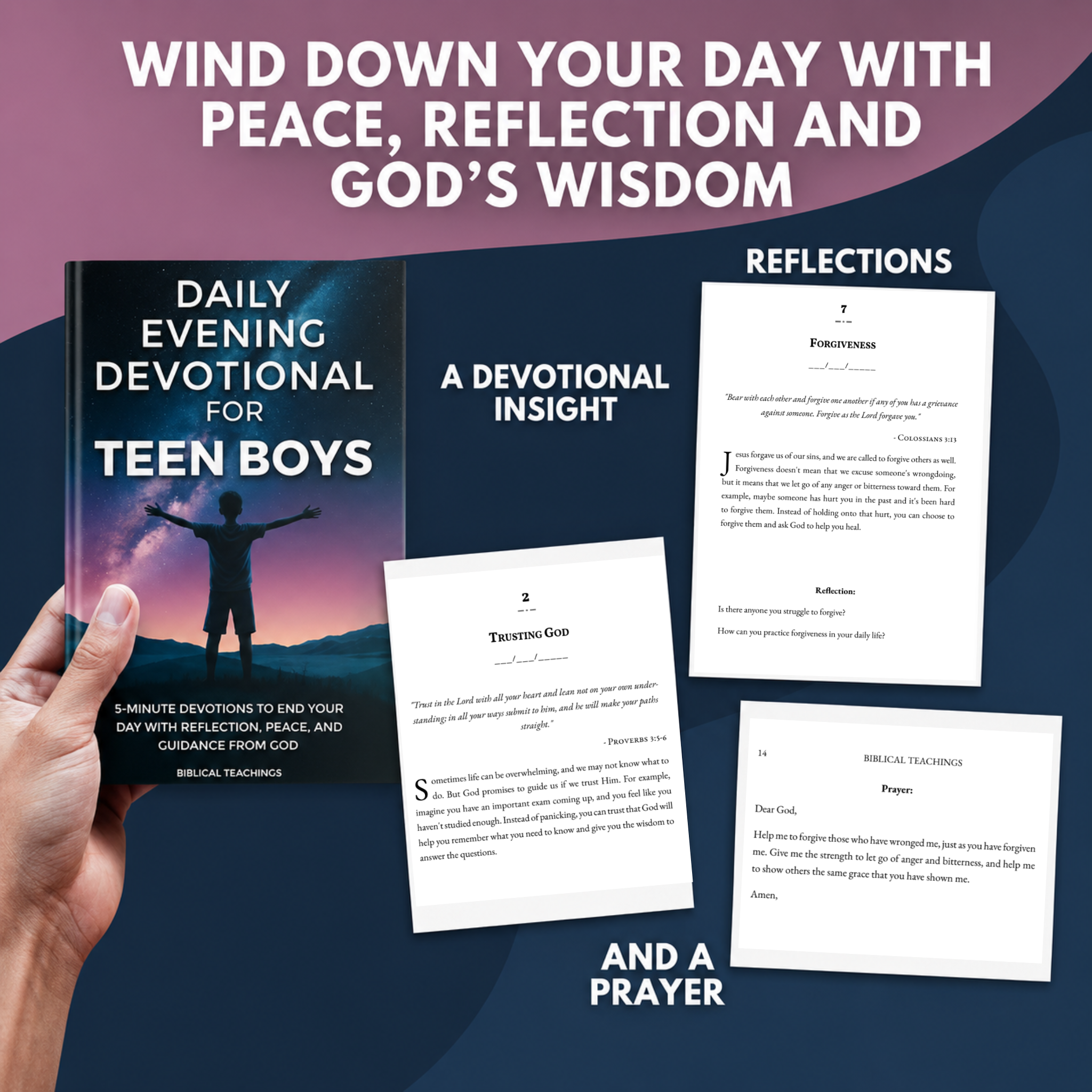 Daily Evening Devotional For Teen Boys: 5-Minute Devotions To End Your Day With Reflection, Peace, And Guidance From God (Paperback)